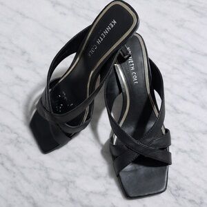 Kenneth Cole Black Leather Heeled Sandals Size 6M